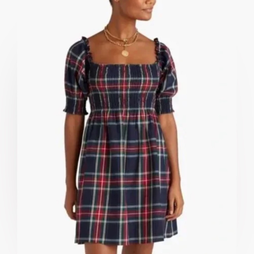 HHH Hill House Home Athena Nap Dress in Navy Tartan size S NWT